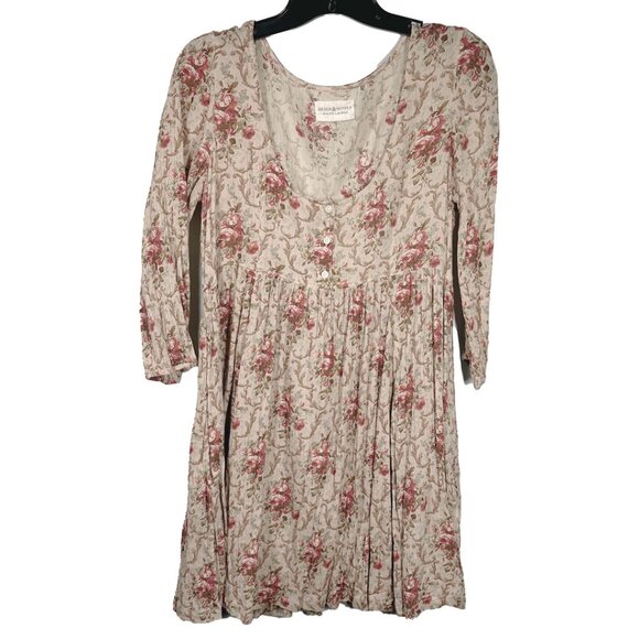 Ralph Lauren Denim & Supply Floral Boho Dress M Beige Pink Pockets Peasant - Picture 1 of 8
